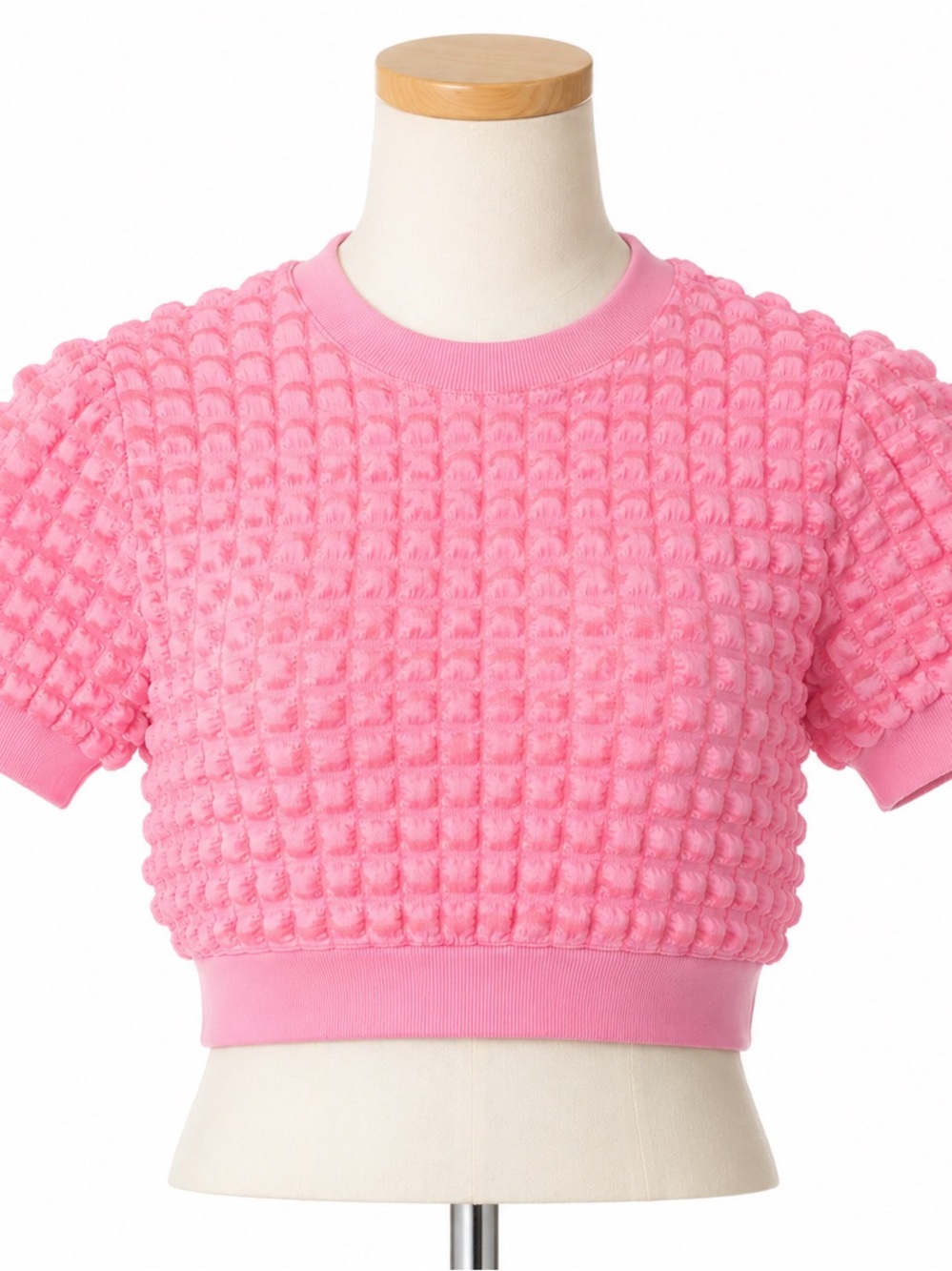 Maeve by Anthropologie NWT Pink Textured Puff Sleeve Crop Top Size Small